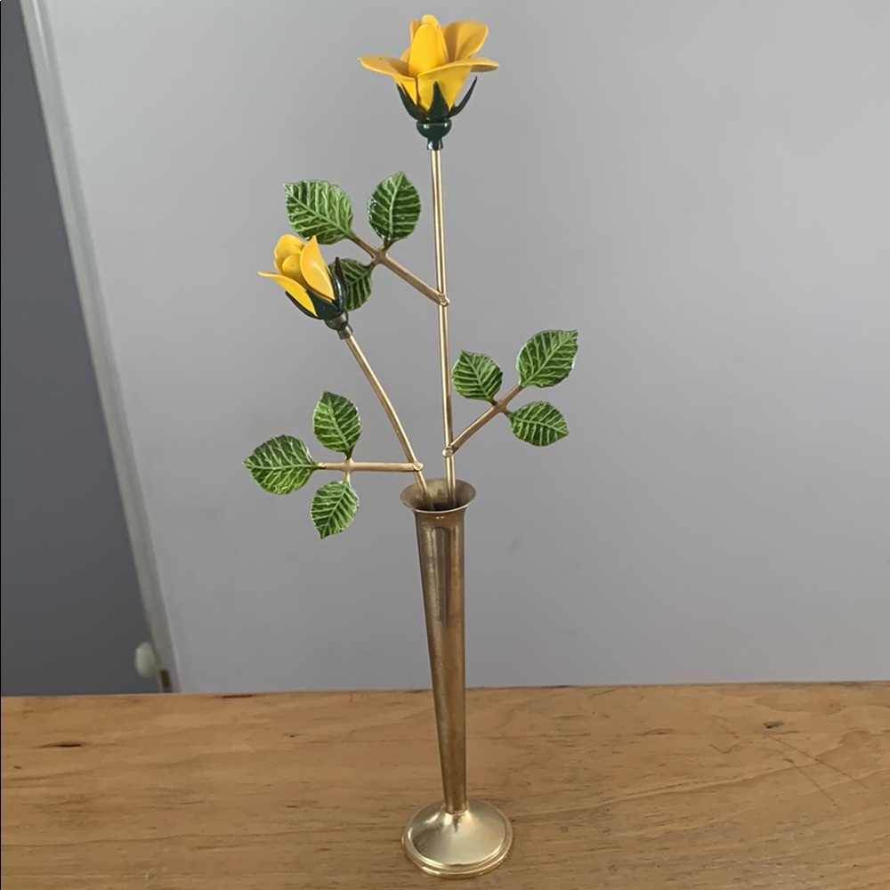 Brass Yellow Rose vintage